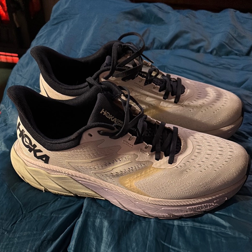 Hoka White and Blue Running Shoes